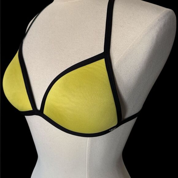 Victoria's Secret PINK Sport Strappy Halter Bralette Medium Yellow Black - Picture 1 of 5